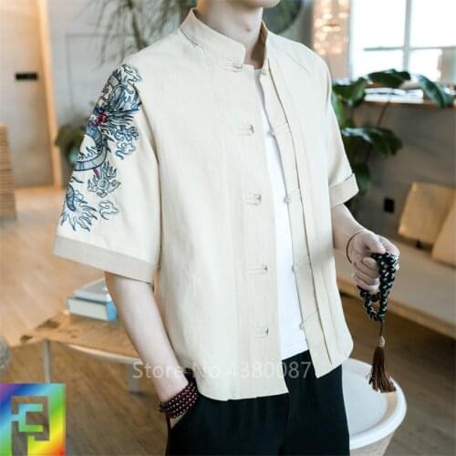 5XL Japanese Traditional Kimono Clothing Men shirt Nation Wind Man Costume Loose Coat Silk Clothes Chinese Style Kungfu Top