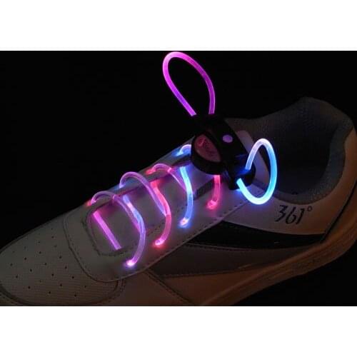 Free shipping! fashion Three Flash modes Colors LED flashing shoelace uper bright fiber optic led lace