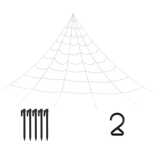 Halloween Decorations Spider Web With Gutter Hook Set 5M Giant Outdoor Party Yard Triangular Spider Web Decor Stretch-ABUX