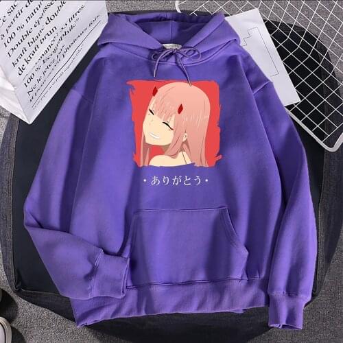 DARLING In The FRANXX Anime Zero Two Men Sweatshirt Harajuku Street Clothes Hip Hop Casual Hoodie Fleece Loose O-Neck Sportswear