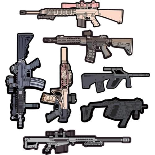 Q Version Weapon Velcro Rifle Sticker 3D PVC Patch Sniper Assault Gun Silicone Armband Barrett Skill Chapter Badge For Clothes