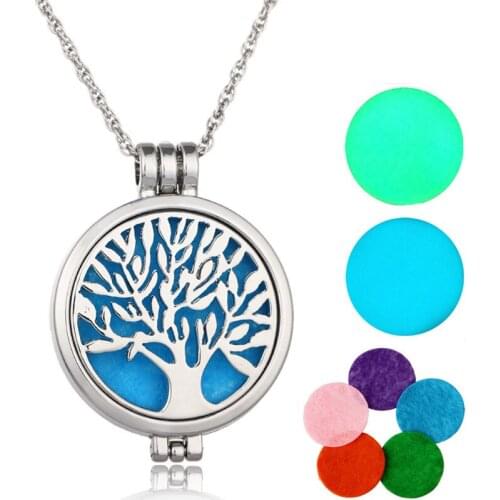 Wollet 2020 Jewelry Luminous Tree of Life Necklace Open Aroma Diffuser DIY Pendant Accessories Christmas Halloween Gift pendant
