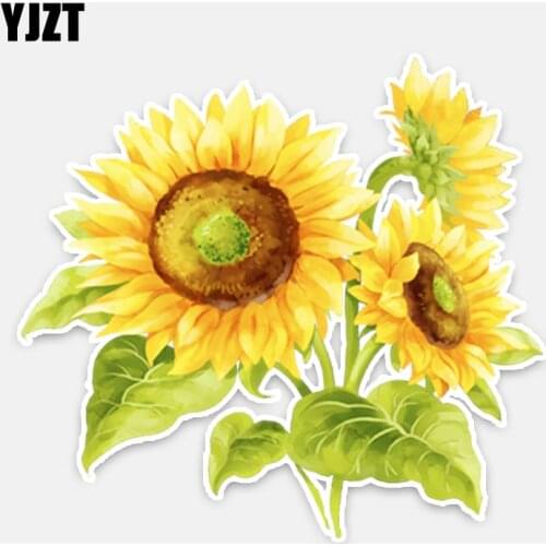 YJZT 13.4*12.4CM Coolest Beautiful Sunflower Decor Colored Car Stickers Flowers Personalized 11A0745