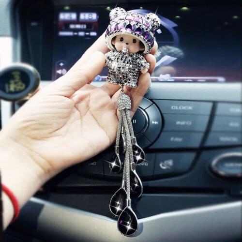 Womens car pendant with Diamond Doll Fashion Crystal car pendant rear view mirror car decoration gifts car accessories