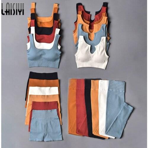 4PCS Womens Tracksuit Sleeveless Casual Fitness High Waist Set sport V-neck Tanks leggings sportswear Womens Summer Suits