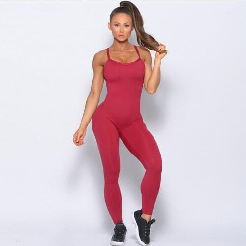 2021 Seamless Yoga Set Knitting Gym Clothes Fitness Jumpsuits for Women Backless Sleeveless Gym set workout clothes for women