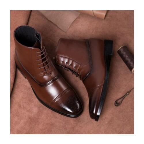 Winter mens boots lace-up mens leather shoes business ankle boots