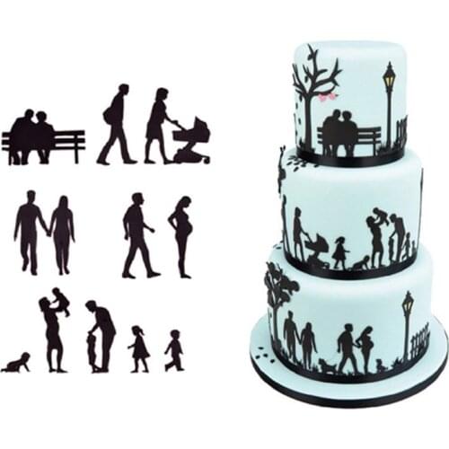 1set New Chocolate Fondant Cake Decorating Molds Set Pastry Cookie Cutter Biscuit Baking Tools Black Music Family Animal Ballon