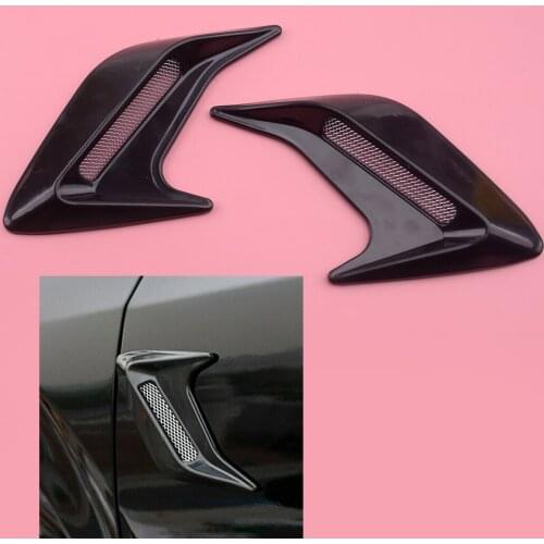 2pcs Car Hood Side Fender Decorative Air Vent Flow Intake Mesh Grille Stickers Cover Black