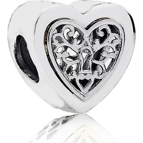 20pcs silver sweet heart charms European beads for roll bracelet/necklace/bangle jewelry big hole charms Q62
