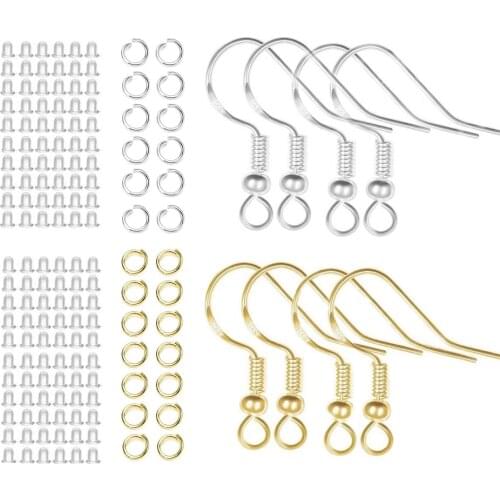 Silver Gold Earring Making Kit Hypoallergenic Earring Hooks, Jump Rings and Earring Backs for DIY Jewelry Making Totally 300Pcs