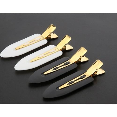 4PCS Black White ABS Resin Steel Seamless Clip No Crease Barrettes No Bend Hairpins Styling Fixed Accessories Hairdressing Tools
