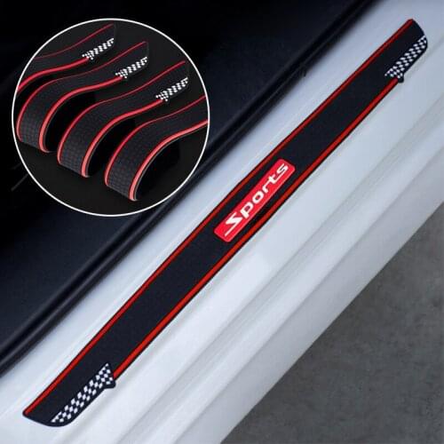 4PCS Universal Car Door Sill Protector Black Rubber Strips Anti Kick Stickers Auto Threshold Protection Scuff Anti Scratch Strip