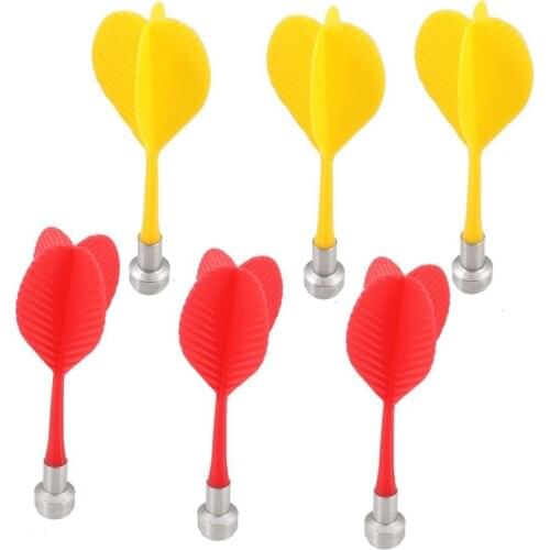 6 Pcs Bullseye Target Red Yellow Plastic Wing Magnetic Darts Needle