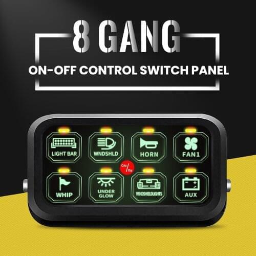 8 Gang On-Off Green LED Circuit Breaker Rocker Switch Panel for Car Boat Marine