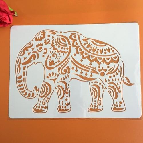 A4 29 * 21cm creative animal Elephant DIY stencil wall painting scrapbook coloring photo album decorative paper card template