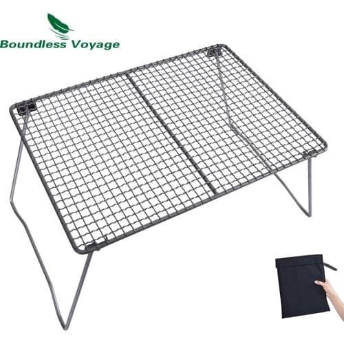 Boundless Voyage Titanium Grill Net BBQ Wire Mesh Grate Mini Foldable Pot Rack Lightweight Camping Table for Outdoor Cooking
