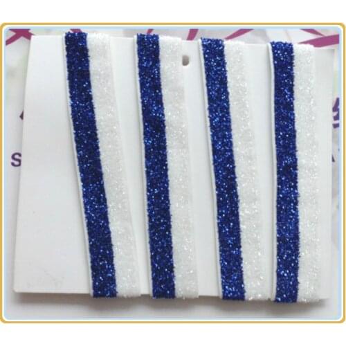 Price Negotiated) 5/8" Stretch Royal(Blue) And White Striped Metallic Velvet Ribbon
