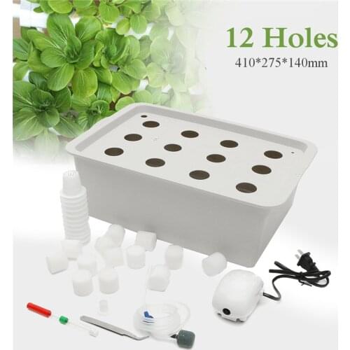 12 Holes Plant Site Hydroponic Garden Pots Planters System Indoor Garden Cabinet Box Grow Kit Bubble Nursery Pots