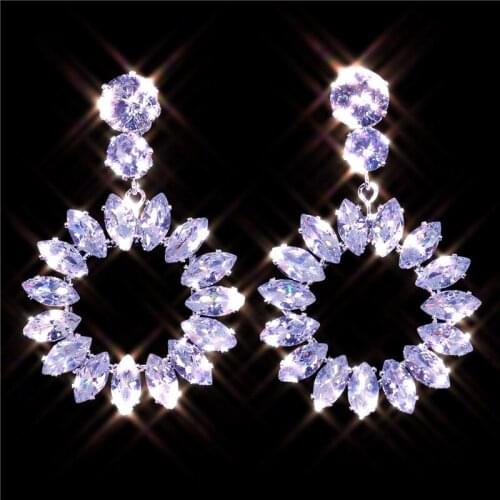Zircons Classic Water Drop Shaped Cubic Zirconia Crystal Bridal Earrings Wedding Jewelry For Brides Bridesmaid Praty Accessories