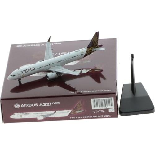 1:400 Alloy Collectible Plane JC Wings XX4454 Vistara Airlines Airbus A321NEO Diecast Aircarft JET Model Reg#VT-TVA With Stand