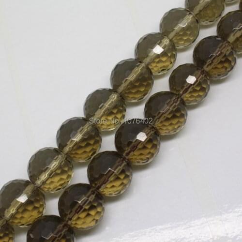 Mini.order is $7! Wholesale is 25pcs.16mm Faceted Smoky brown Quartz Round DIY Loose Beads 15"