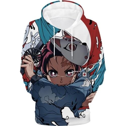 Fashion Demon Slayer Hoodies Streetwear Pullover Sweatshirt Men Fashion Autumn Winter Hip Hop 3D Casual Hoodie Pullover