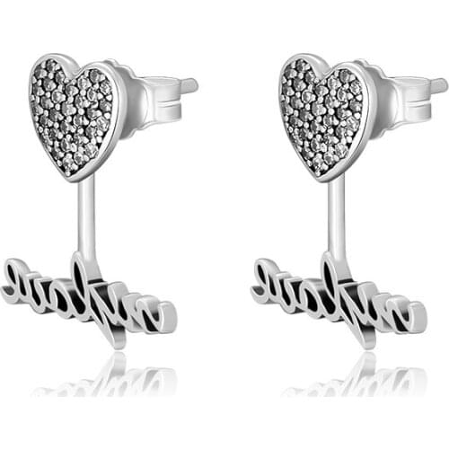 My Love Letter Heart Earrings Silver Sterling 925 Womens Classic Drop Earrings Zircon Dangle Earring Female Charms Organizer