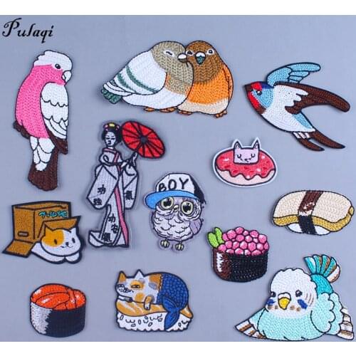 Japanese Style Cartoon Drinks Candy Sticker Lollipop Embroidery Cloth Paste Clothing Patch Accessories Stick on Patches for Kids