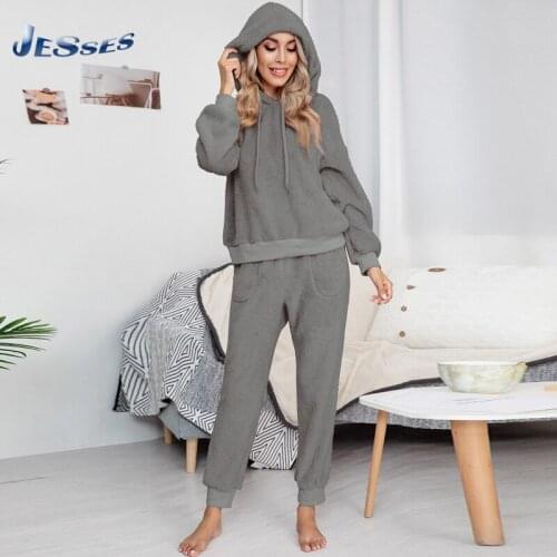 New Ladies Tracksuit Two Piece Suit Winter Autumn Hooded Clothes Loose Sweatshirt Top Jogging Sweatpant Sports Suit Woman Outfit