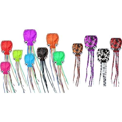 3D Large Soft Octopus Shape Beach Kite with Line Reel Frameless Entertainment Sports Family Outdoor Activity Supply