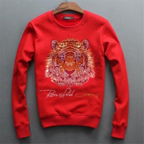 Autumn of 2019 hoodies new mens head round neck sweatershirt Diamonds Tiger youth leisure hoody