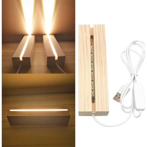 Beech Wood Light Bases USB Powered LED Night Lights Table Lamp Base Holder Desk Light for Bedroom Living Room Decoration