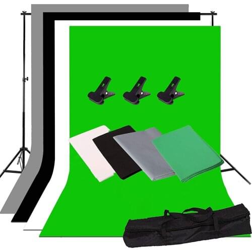 ZUOCHEN Photo Studio Backdrop Support Stand Kit 1.6 x 3m Black/White/Green/Gray Backdrop Screen + 2m x 2m Backdrop Support