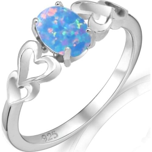Luxury Gorgeous Women Jewelry Imitation Blue Opal Bridal Rings for Wedding Engagement Set Gifts