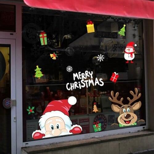Christmas Co Window Sticker PVC Retail Store Window Snowflake Sticker Santa Claus Greeting Card Home Sticker 2021 Christmas Gift