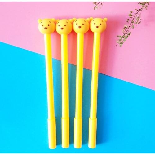 48pcs/lot 0.5mm Black Ink Creative Cute Cartoon Animal Yellow Bear Gel Pen Water Pen Roller Ball Pens