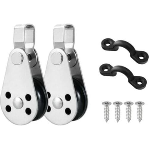 2Pcs Stainless Steel Pulleys Blocks +2 Nylon Pad Eyes +4 Stainless Steel Screws Boats Accessorie Kayak Canoe Anchor Trolley Kit