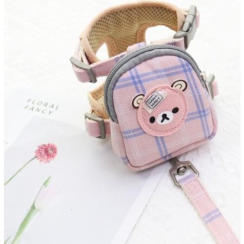 Pet Dog Vest Harness Leash Backpack 3pcs Sets Adjustment Breathabl Fashion Leashes Suit for Teddy Bichon Pomeranian Small Pets