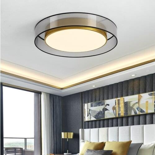 Modern LED Ceiling Lamp Copper Living Room Lamp Nordic Minimalist Room Round Bedroom Decoration Lamp Ceiling Light