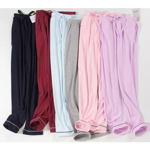 Spring and autumn 100% lovers cotton pajama pants thin casual pants trousers knitted lounge pants plus size pajama pants female