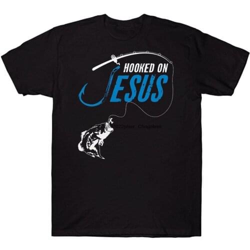 Hooked On Jesus Funny Christian Fishing T shirt Gift For Fisherman