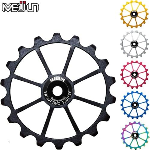 MEIJUN 18T MTB Bicycle Rear Derailleur Jockey Wheel Ceramic Bearing Pulley AL7075 CNC Road Bike Guide Roller Idler 4mm 5mm 6mm