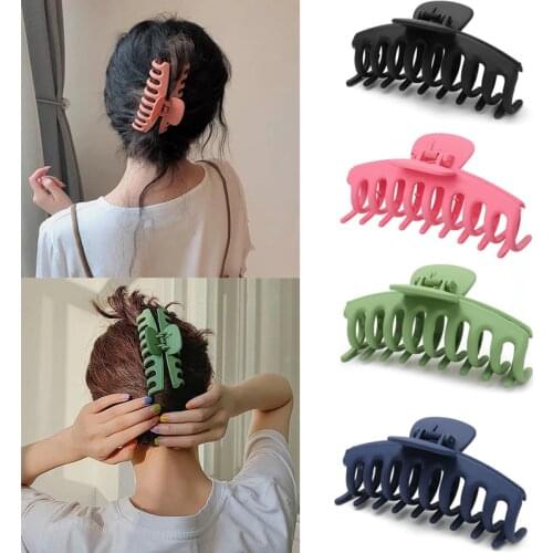 Fashion Sweet Frosted Solid Color Hair Claws Large Barrette Crab Hair Bath Clip Ponytail Clip For Women Girls Hair Accessories