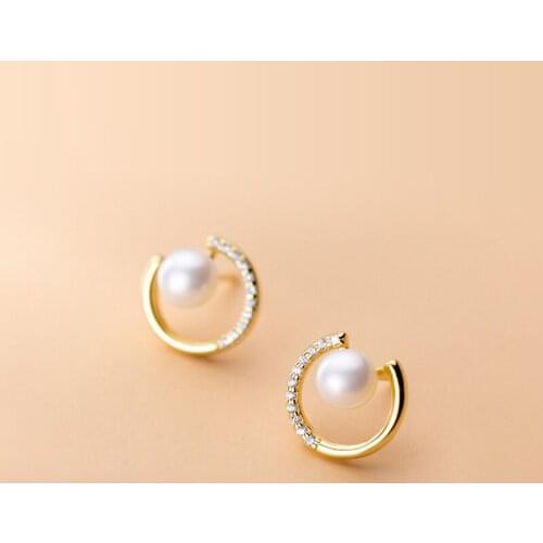 925 Sterling Silver Infinity Stud Earrings Endless Pearl Earrings for Women Trend Fine Jewelry Valentines Day Party Gift