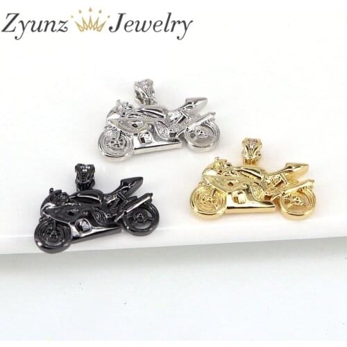 10PCS, Locomotive Pendant, Gold/Silver/black color Locomotive Necklace Charm, Micro Pave CZ Locomotive Lovers Jewelry Accessory