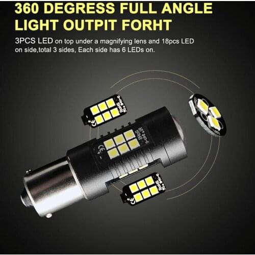 1156 BA15S P21W 21SMD LED Car Tail Backup Reverse Light Bulbs 1200Lm White