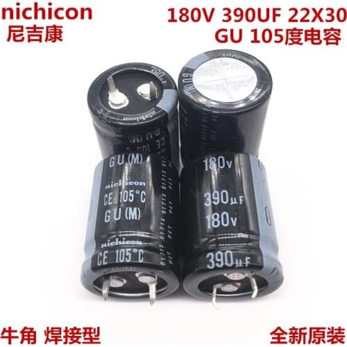 2PCS/10PCS 390uf 180v Nichicon GU 22x30mm 180V390uF Snap-in PSU Capacitor