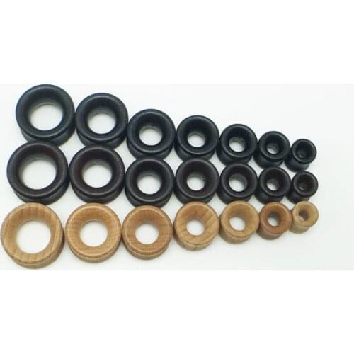 2pcs fashion wood flesh tunnels ear expander pircing stretcher black brown natural non-toxic anti-allergic body piercing jewelry