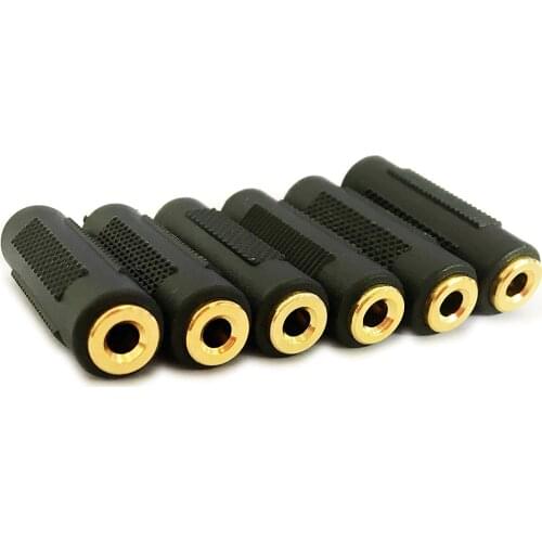 3.5 mm stereo jack to 3.5 mm stereo jack mother to female adapter connectors gold-plated (6 pieces)